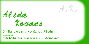 alida kovacs business card